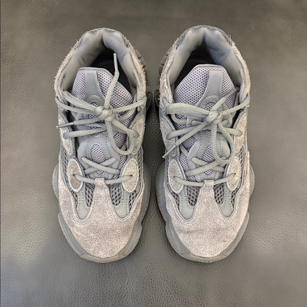 Yeezy Kids Gray Suede & Mesh Sneakers